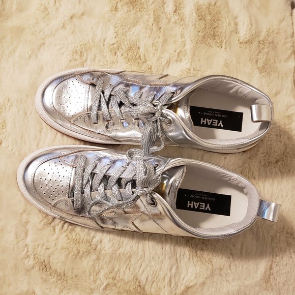 NIB - Golden Goose Yeah mens sneaker silver laminated size 44 - Picture 2 of 7